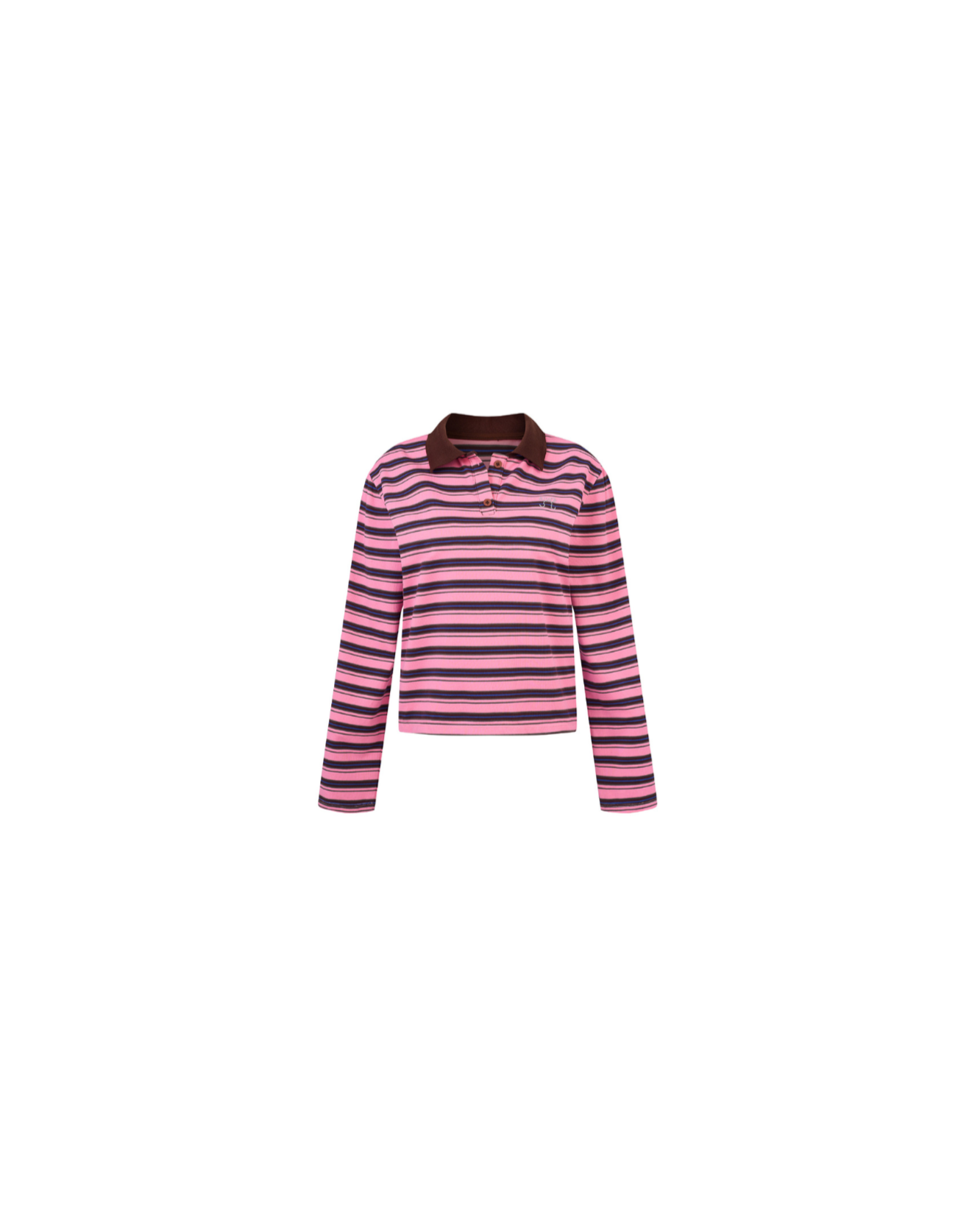 Pink Striped Polo Long Top