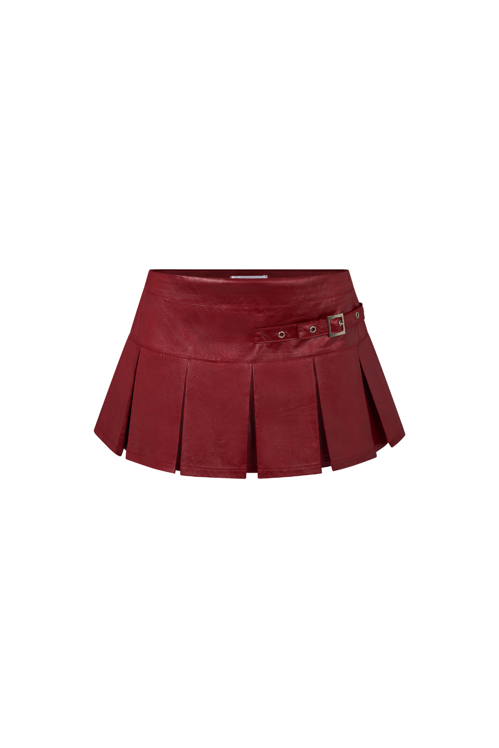Red Leather Pleated Skirt