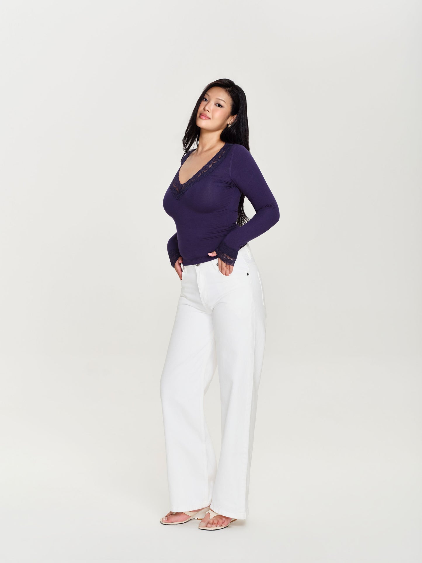 Navy Naomi Top Long Sleeve