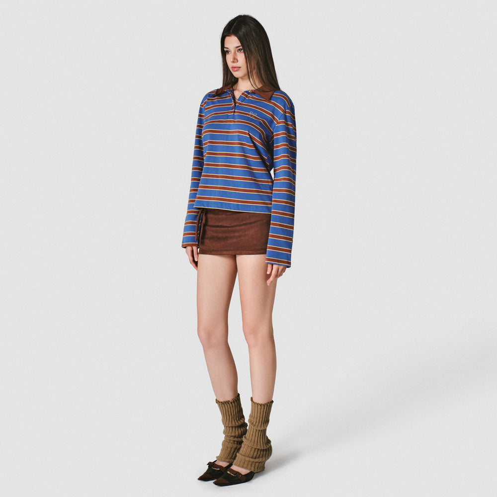 
                      
                        Blue Striped Polo Long Top
                      
                    