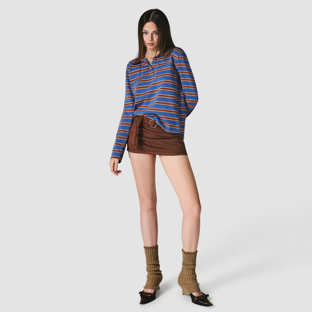 
                      
                        Blue Striped Polo Long Top
                      
                    